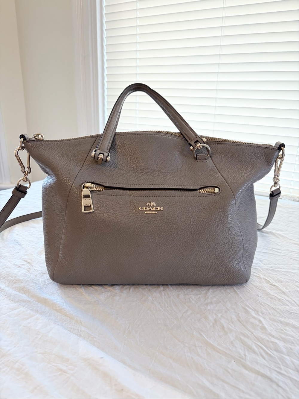 Coach Prairie Satchel Taupe Pebbled Leather Gold Hardware Style #34340